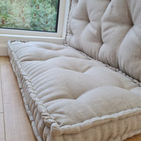 Hemp Custom madeWindow Mudroom Floor bench cushion filled organic hemp fiber in natural non-dyed linen fabric unique all natural pillow