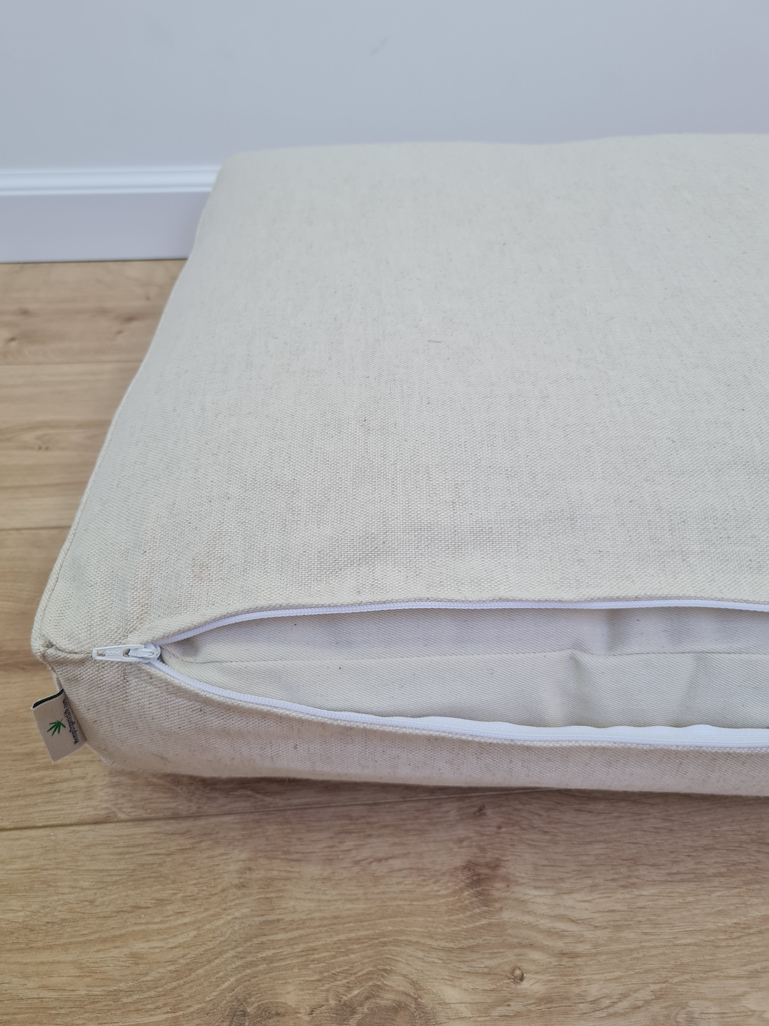 Hemp cushion with removable cover Hemp fiber filling in cotton fabric with linen cover Floor cushion custom made size