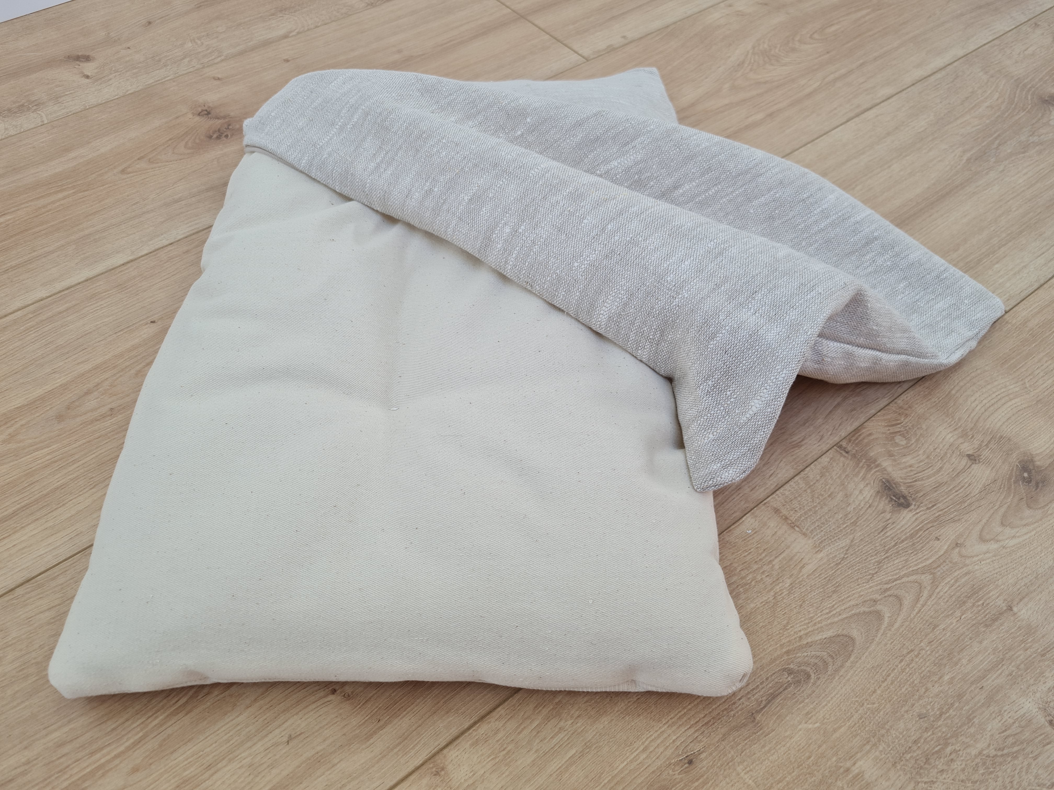 HEMP pet bed in natural non-dyed variegated gray linen fabric filled organic HEMP Fiber - mat carpet - house for cats organic