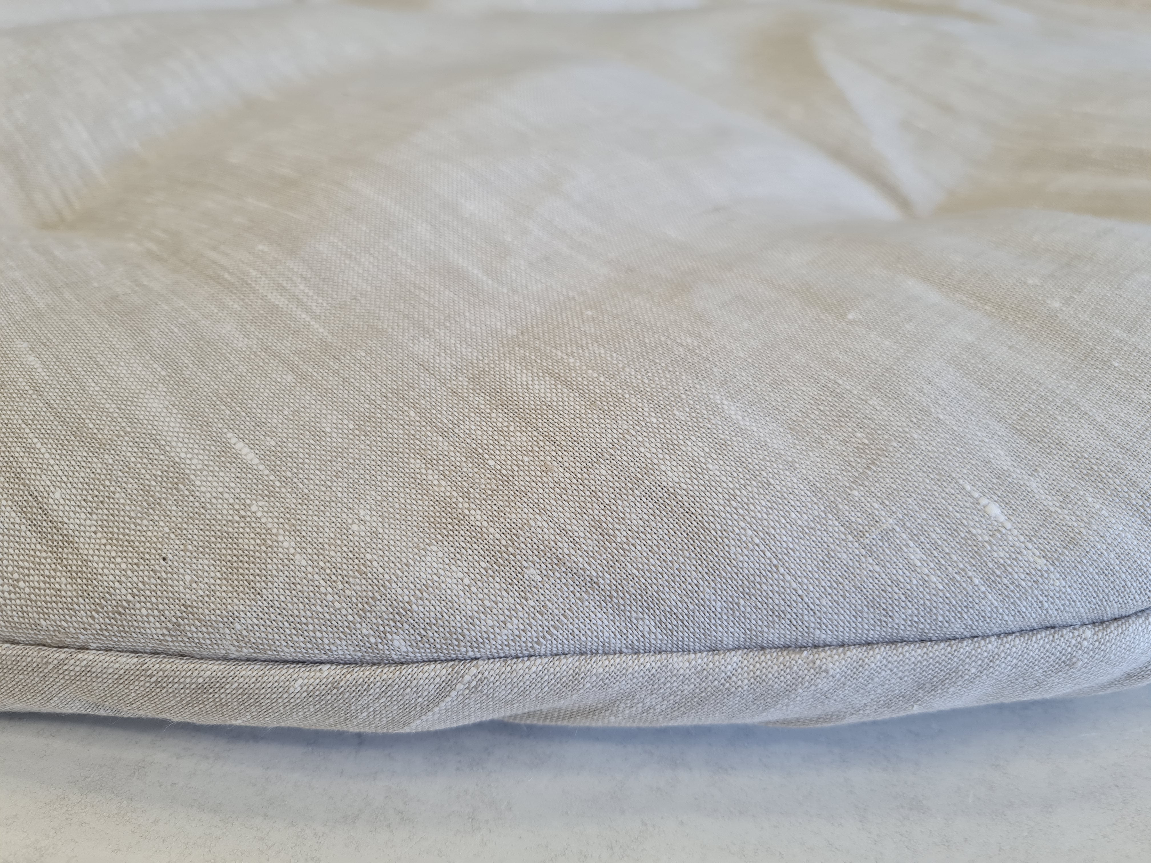 Hemp Linen 1" (2.5 cm) thick Round Play Mat Filled HEMP Fiber in non-dyed linen fabric baby crawling & play Mat Activity Tummy time mat