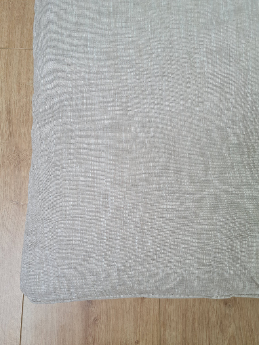 Linen Cover with zipper for shikibuton 3" thik in Grey Undyed Unbleached Natural Linen Fabric Queen Full, Twin, King Custom size