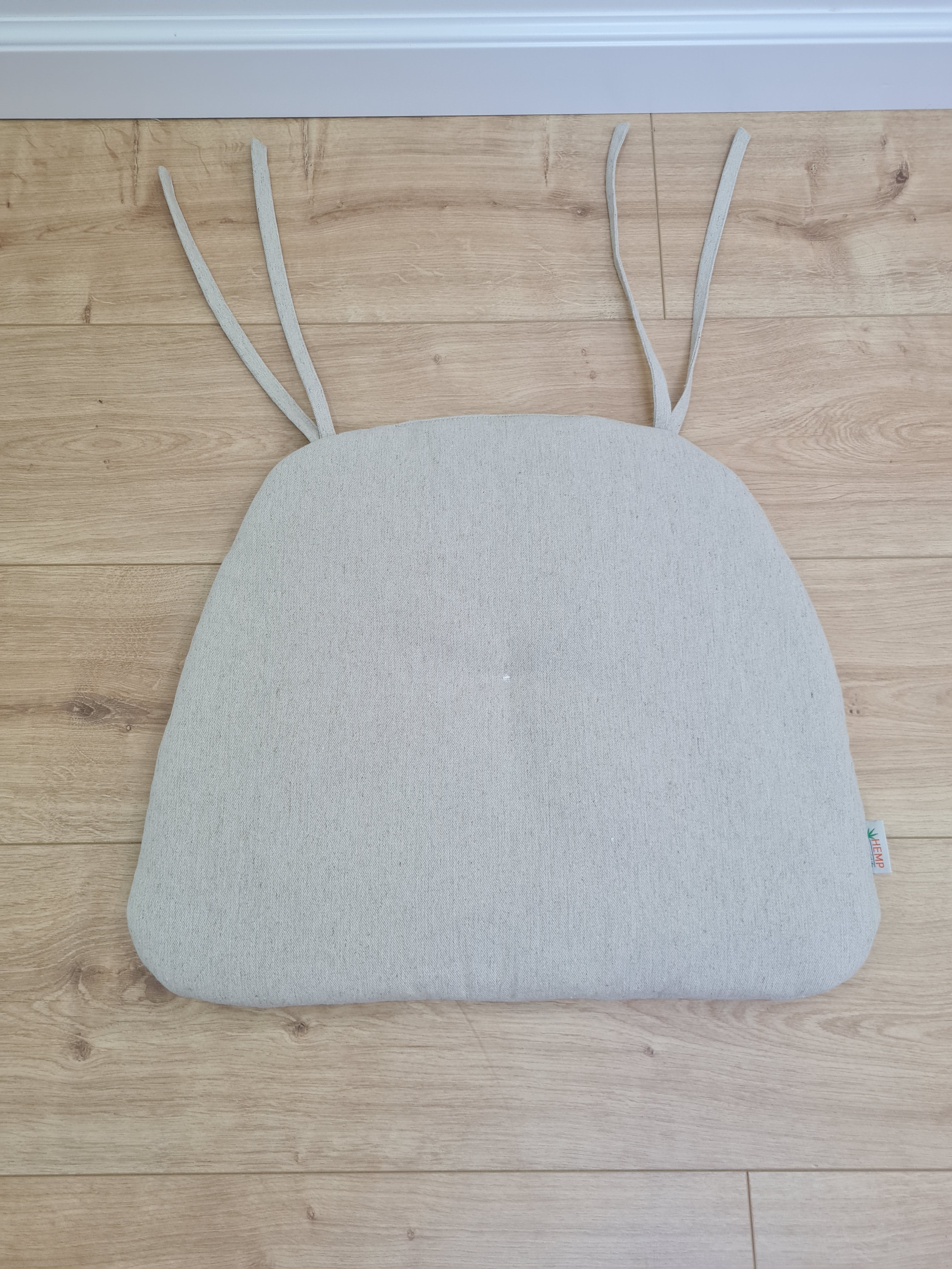 Special listing for Dorothea Sotiros four hemp chair cushions with ties in natural grey linen