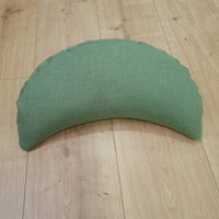 Natural Linen meditation Cresсent cushion Olive filled with buckwheat hulls