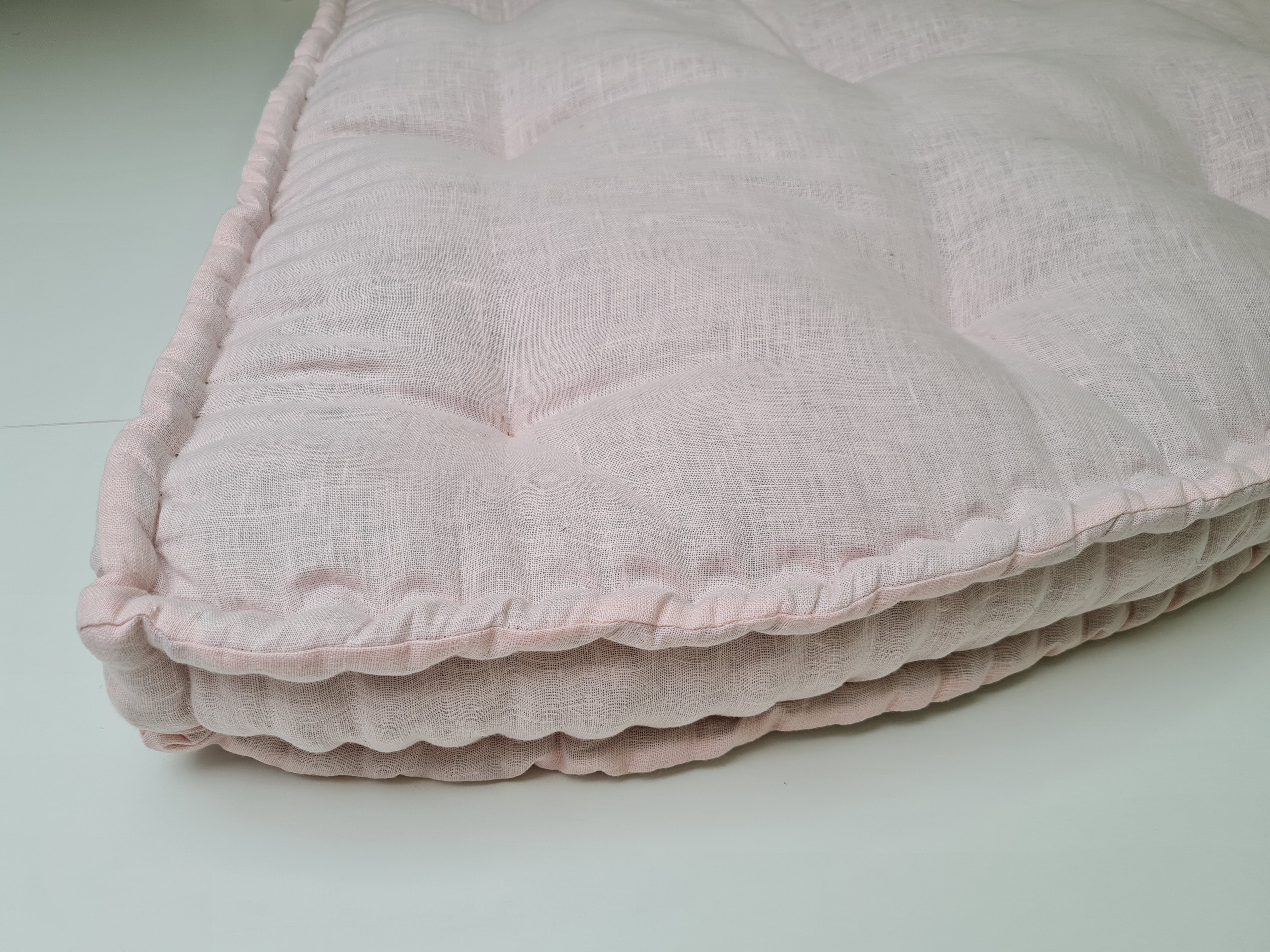 Hemp Reading nook cushion Hemp fiber in non-dyed linen fabric / Floor cushion /