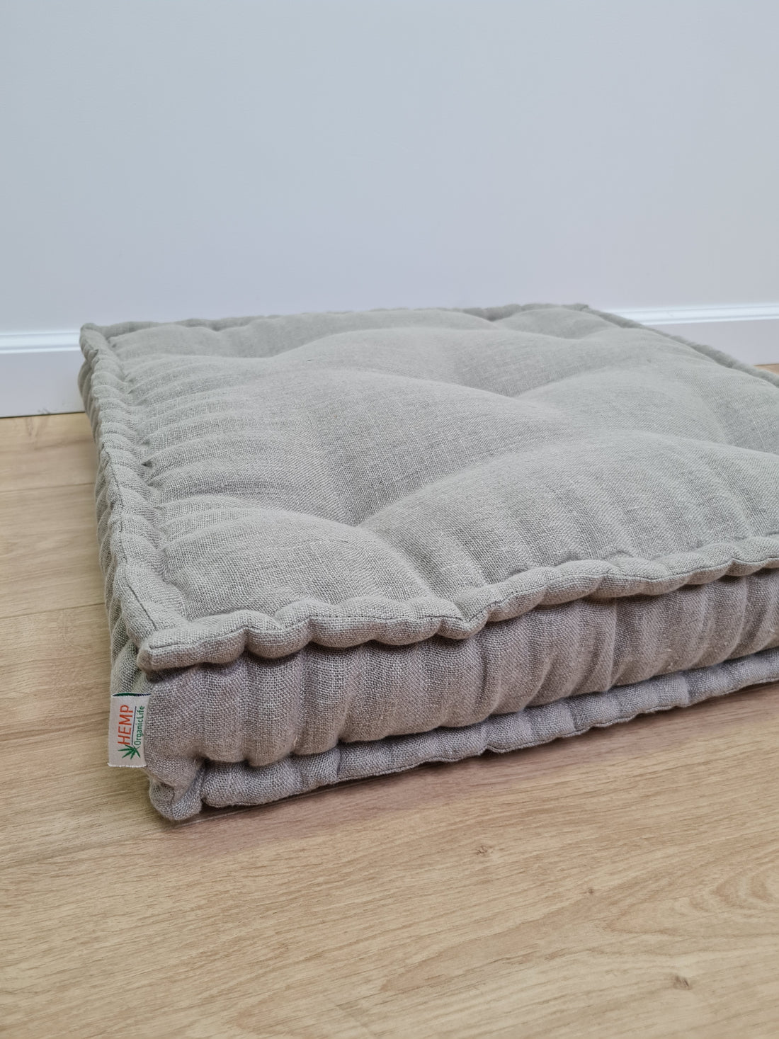 Hemp 20"x20" (50x50 cm) Floor cushion with organic hemp fiber filling in natural non dyed linen fabric / floor pillow Pillow seat /Natural