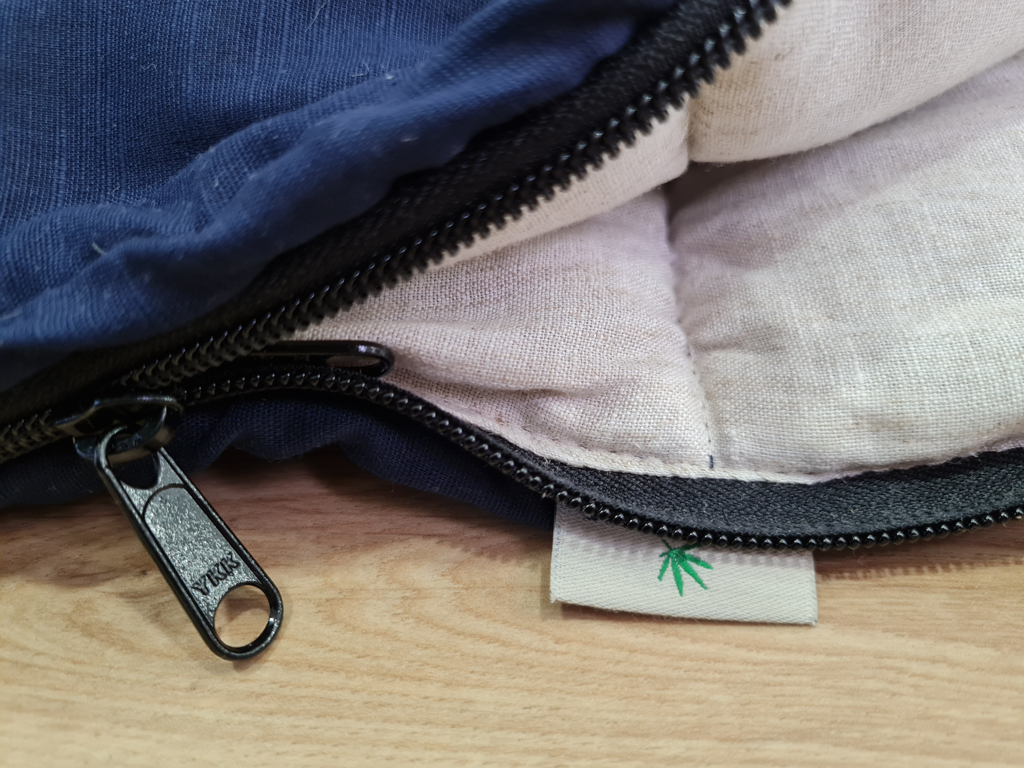 Natural Kids HEMP Linen Sleeping Bag with Hood in dark blue School Nap mat for Kids, camping van sleeping bag organic hemp fiber filling