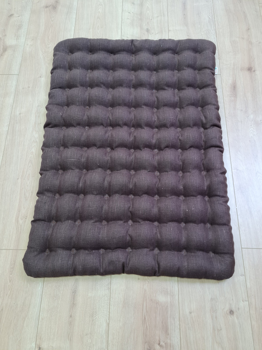Floor cushion with Buckwheat hulls 23"x35" in brown linen/Meditation cushion for Yoga studio/ zabuton Organic Massage Natural Pillow seat