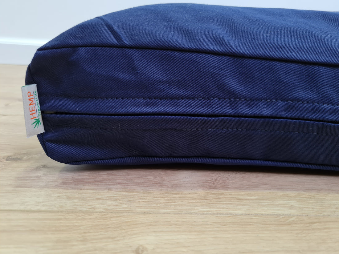 27" x 51" (70x130cm) Cover with zipper for shikibuton 3 inches thick in Natural dark blue cotton