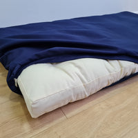 27" x 51" (70x130cm) Cover with zipper for shikibuton 3 inches thick in Natural dark blue cotton