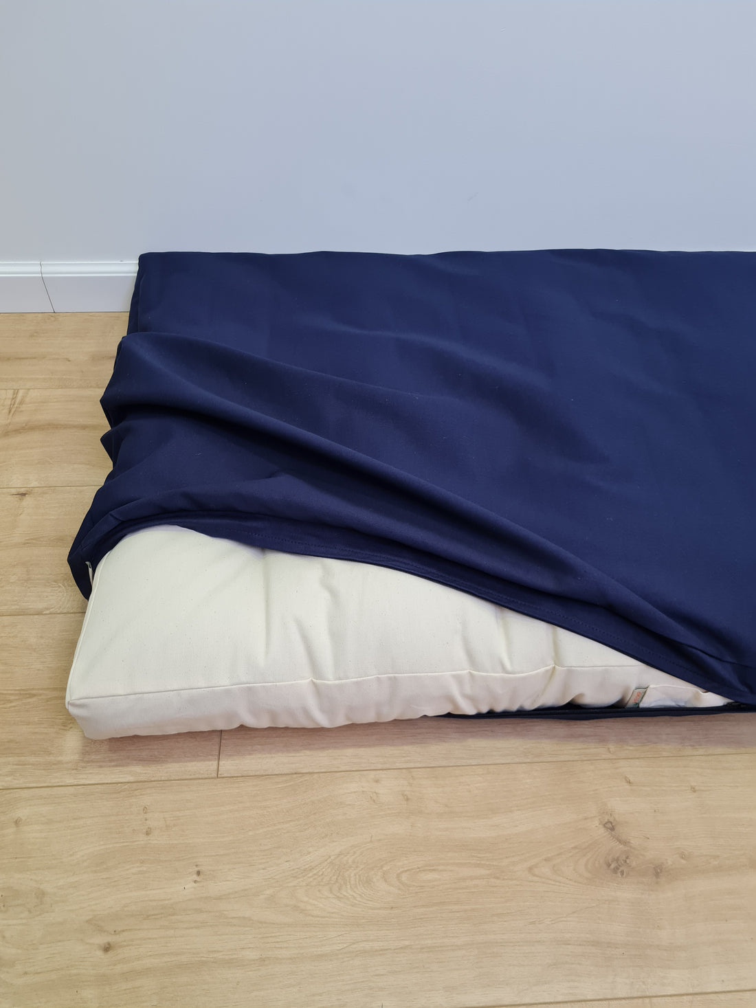 27" x 51" (70x130cm) Cover with zipper for shikibuton 3 inches thick in Natural dark blue cotton