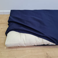 27" x 51" (70x130cm) Cover with zipper for shikibuton 3 inches thick in Natural dark blue cotton