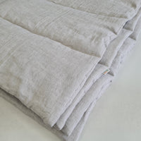 Winter Organic HEMP + FLAX blanket 400 g / m2 in natural undyed linen fabric grey shade with filler created from organic Hemp fiber