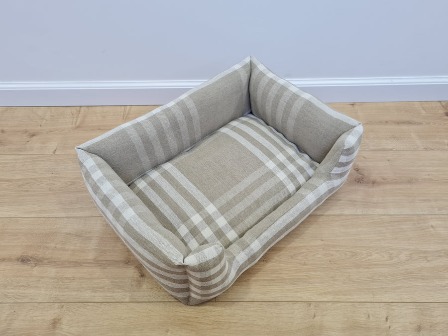 HEMP and Linen pet bed mat carpet filled organic HEMP Fiber! in thick Flax grey fabric - pad mattress/ house for cats organic