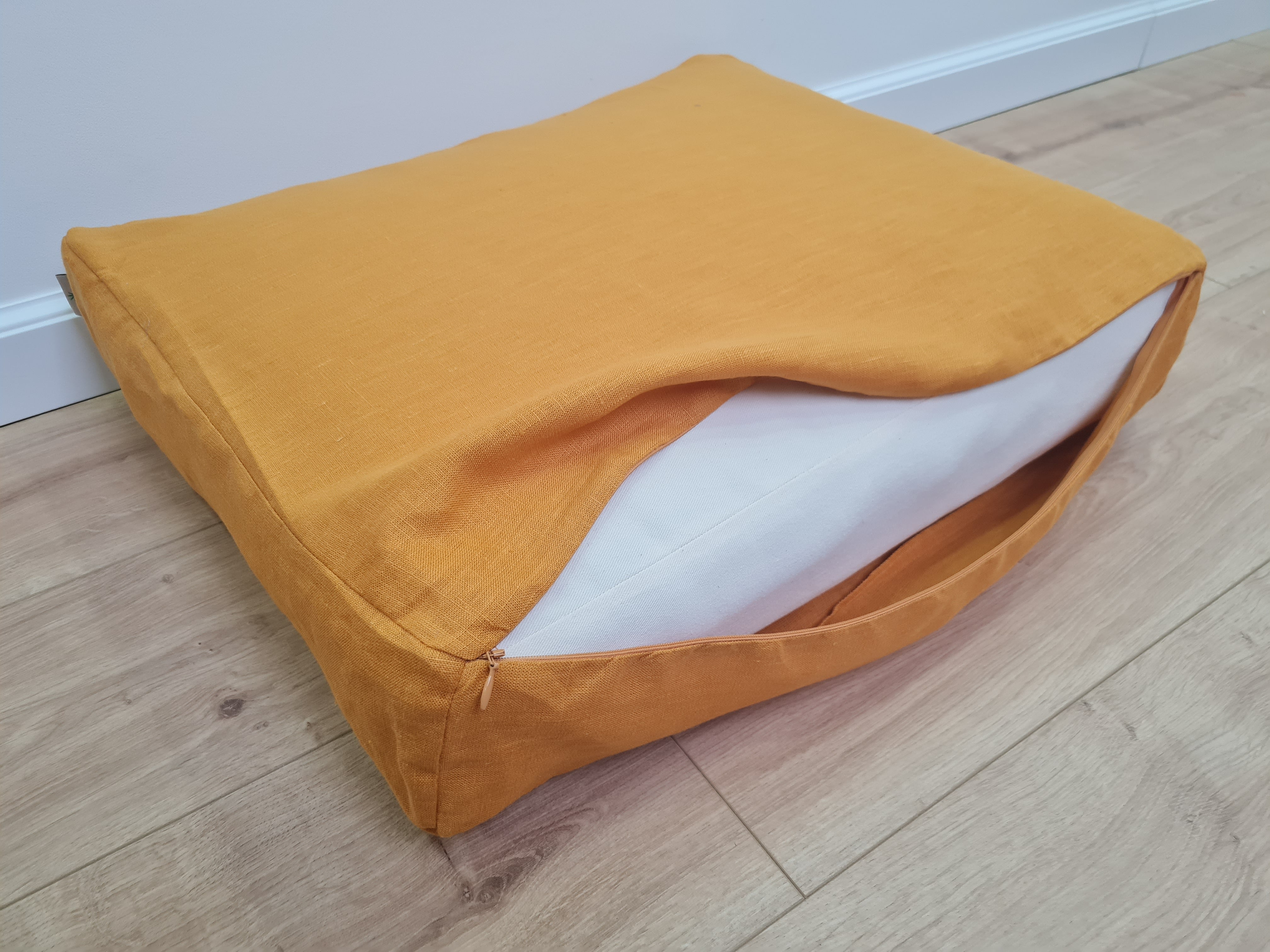 Hemp cushion with removable cover Hemp fiber filling in cotton fabric with linen cover Floor cushion custom made size