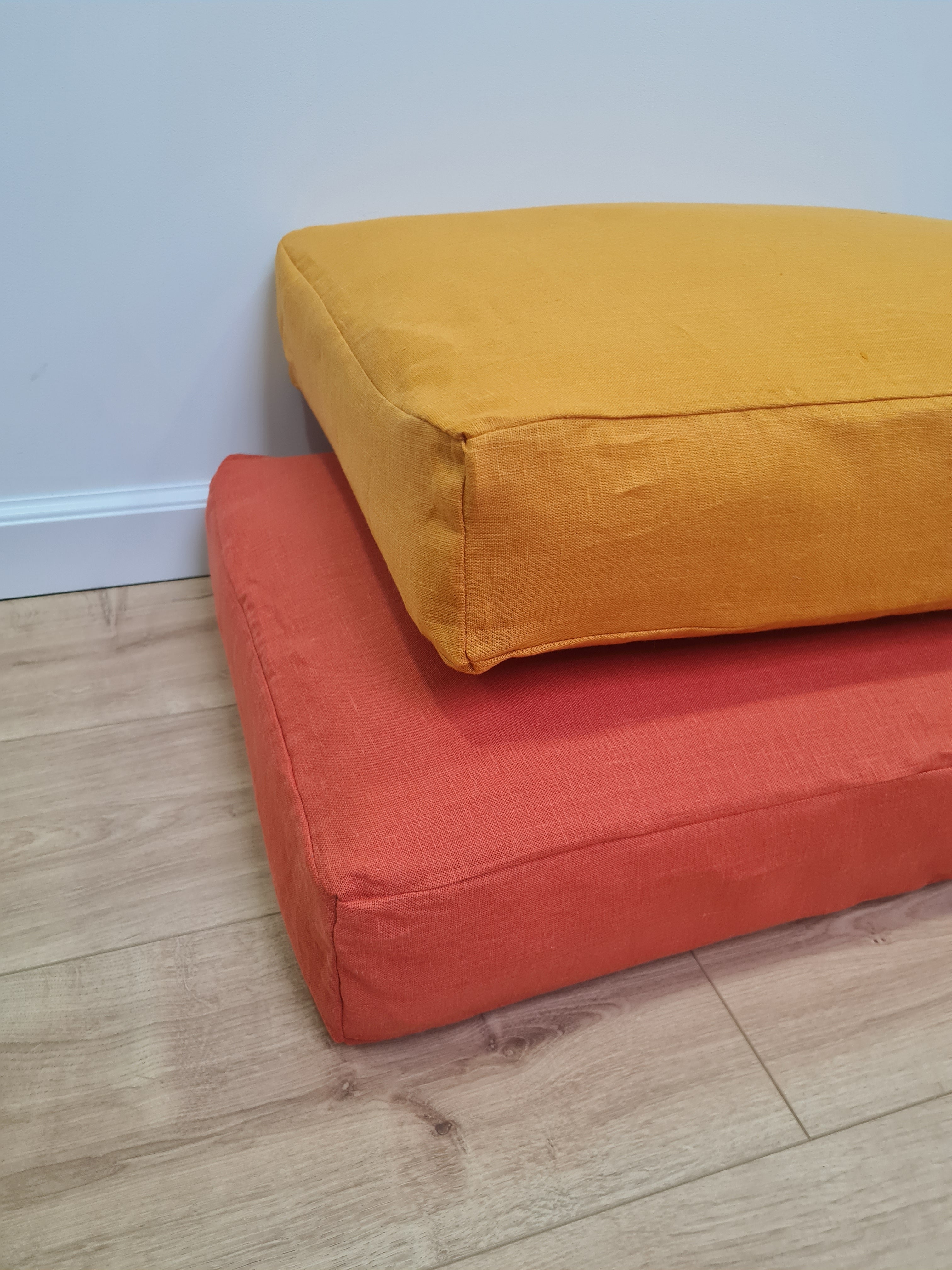 Hemp cushion with removable cover Hemp fiber filling in cotton fabric with linen cover Floor cushion custom made size