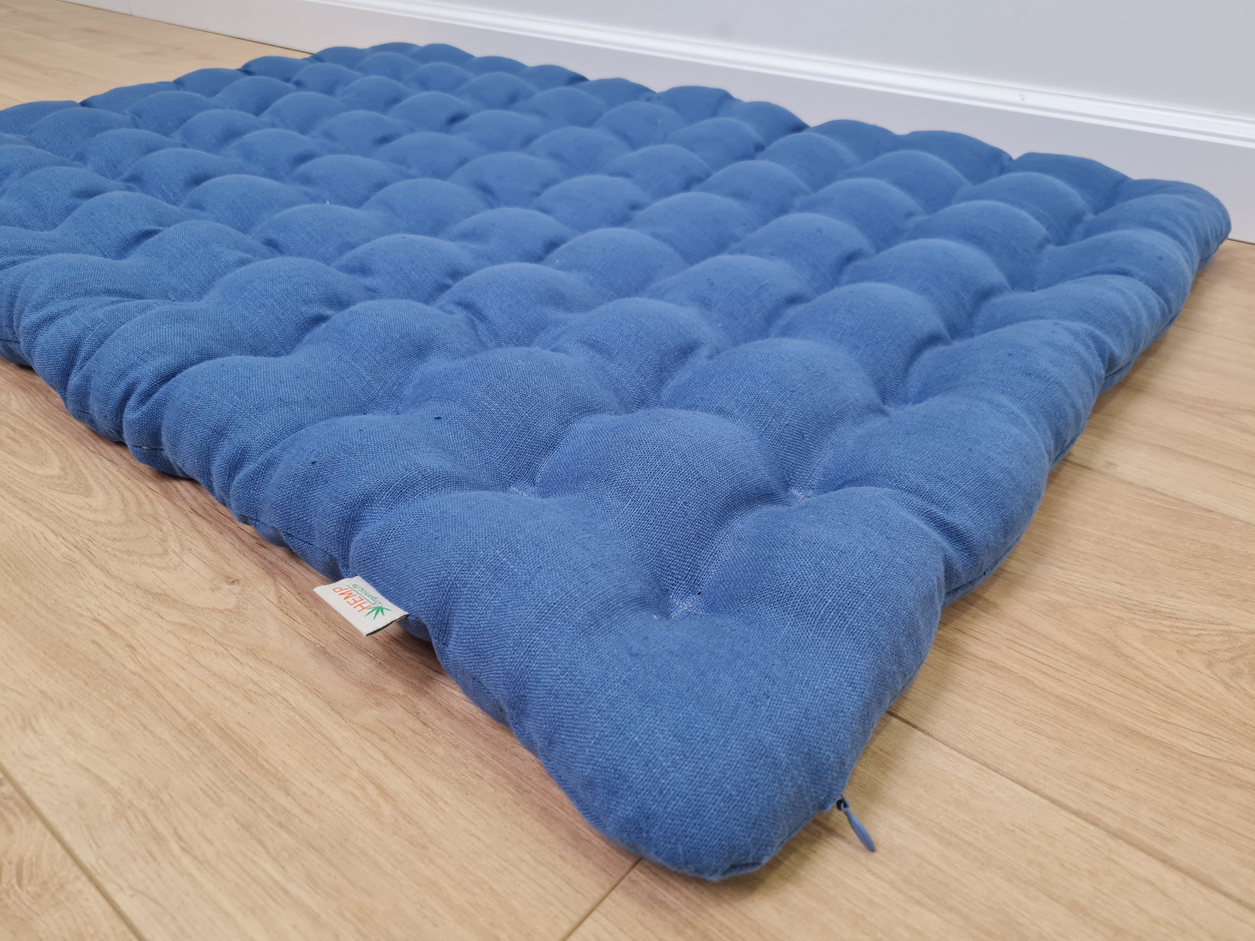 Floor cushion with Buckwheat hulls 23"x35" in blue linen/Meditation cushion for Yoga studio/ zabuton Organic Massage Natural Pillow seat