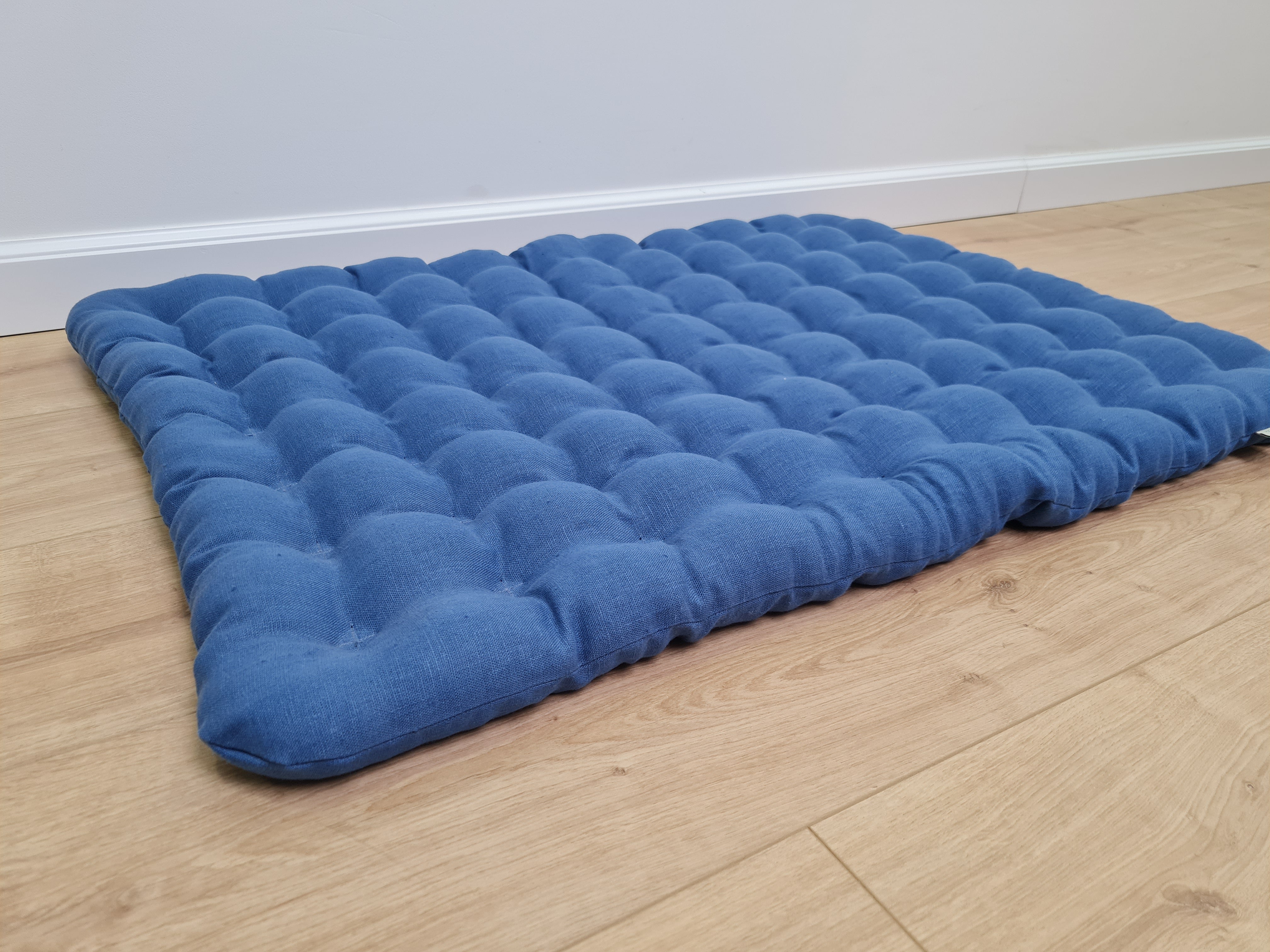 Floor cushion with Buckwheat hulls 23"x35" in blue linen/Meditation cushion for Yoga studio/ zabuton Organic Massage Natural Pillow seat
