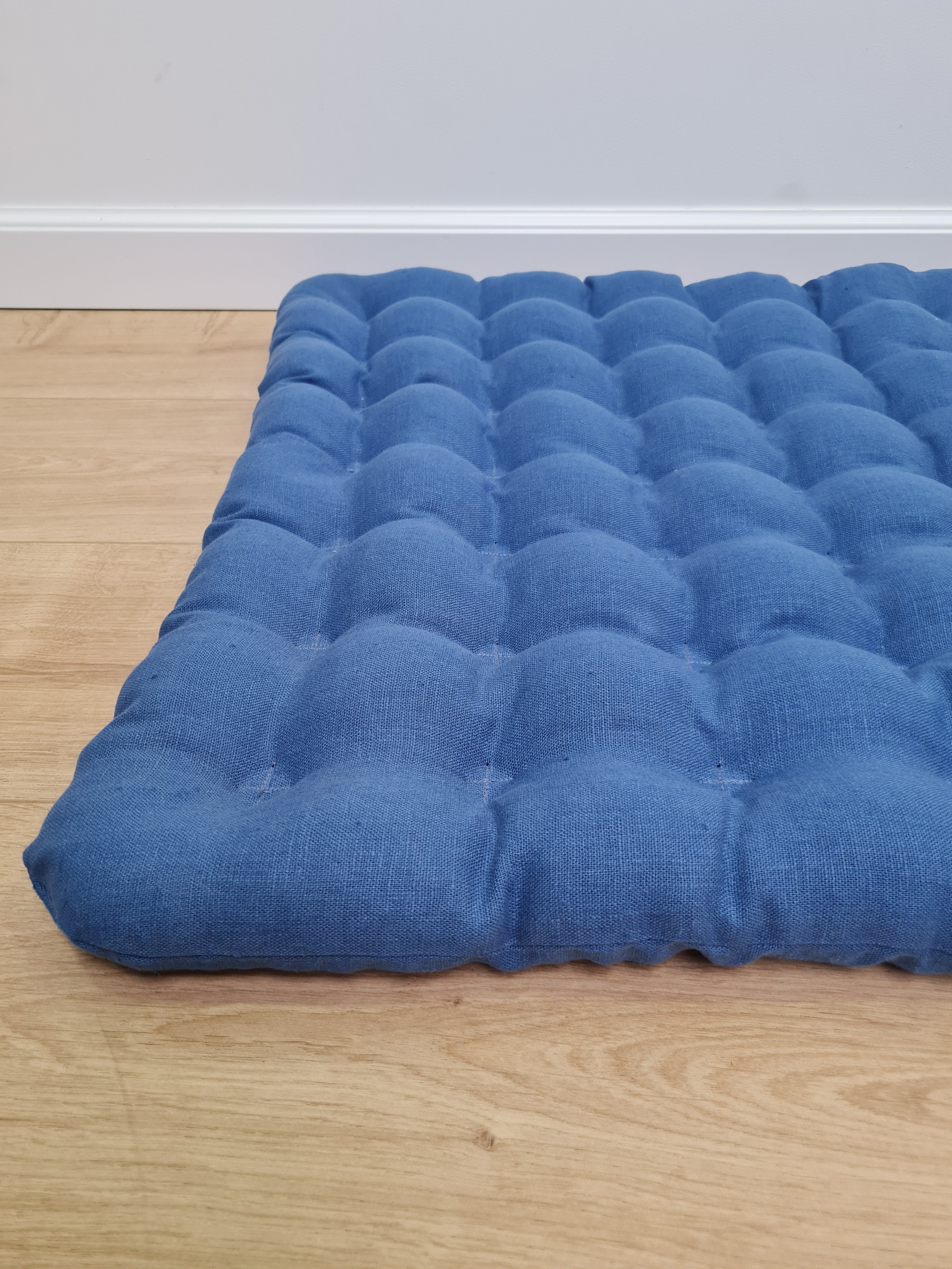 Floor cushion with Buckwheat hulls 23"x35" in blue linen/Meditation cushion for Yoga studio/ zabuton Organic Massage Natural Pillow seat