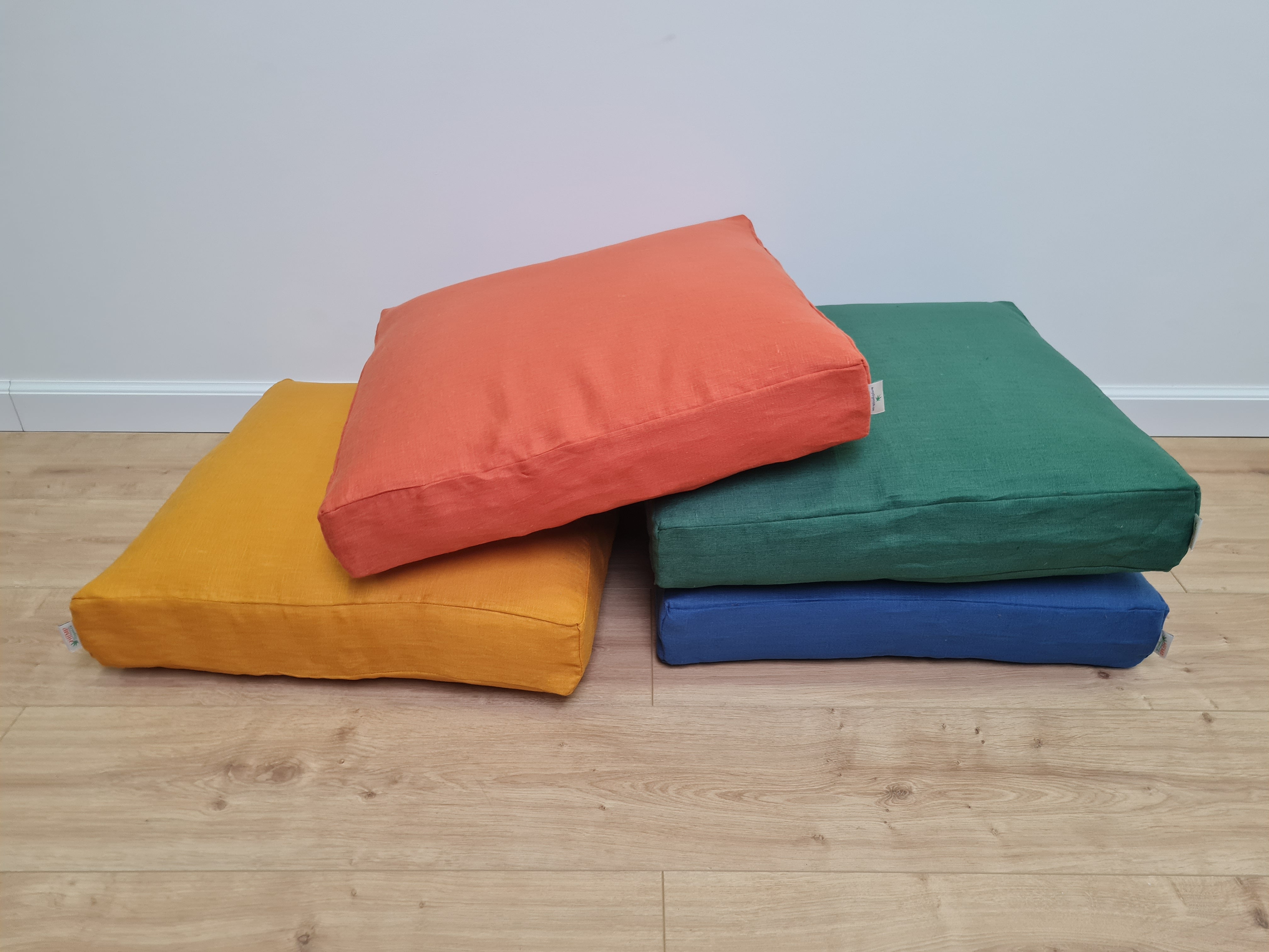 Hemp cushion with removable cover Hemp fiber filling in cotton fabric with linen cover Floor cushion custom made size