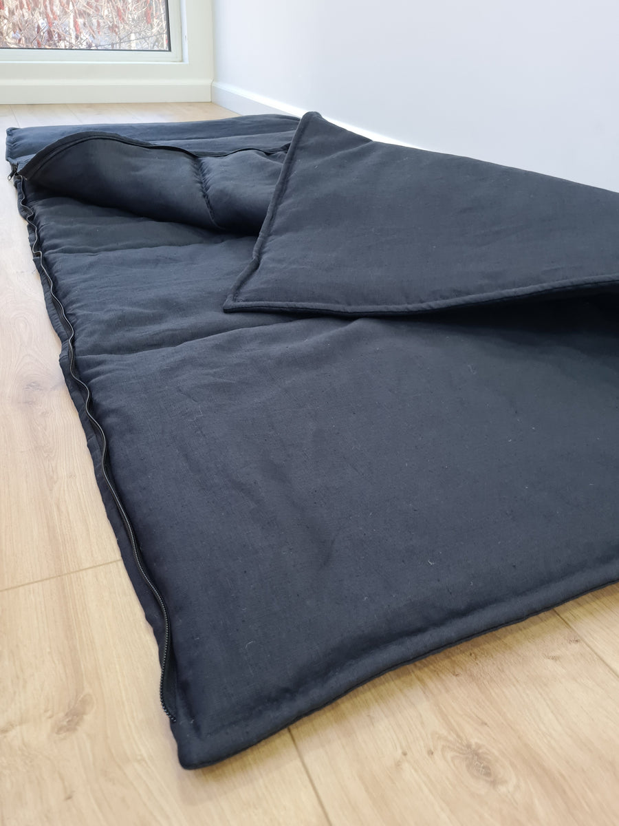 Thick HEMP Sleeping bag HEMP fabric filled organic Hemp fiber filling - Hemp sleep bag / blanket quilt, hand made