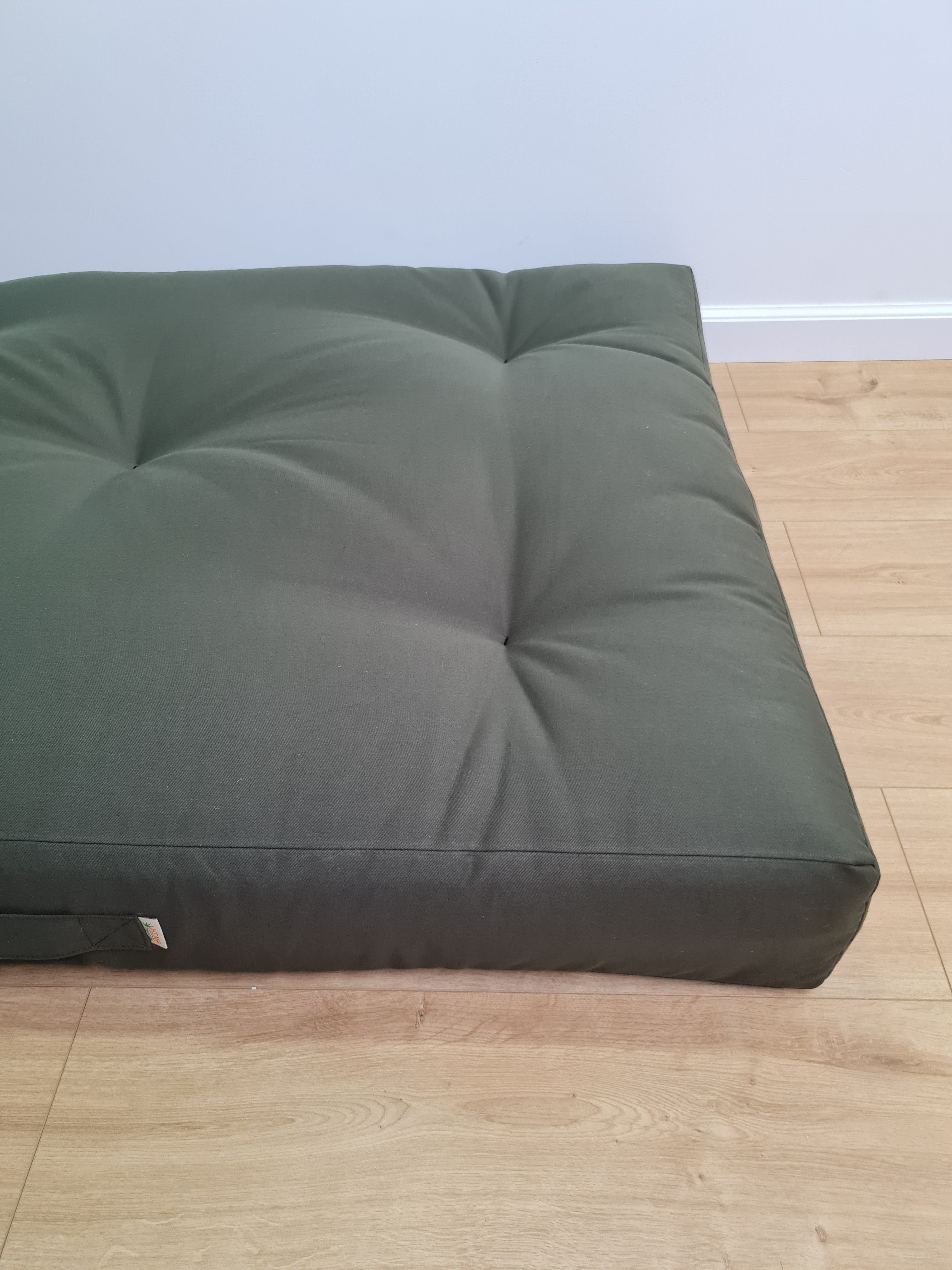 48"x80" (122x200cm) HEMP shikibuton 6” thick mat in natural dark green Cotton fabric