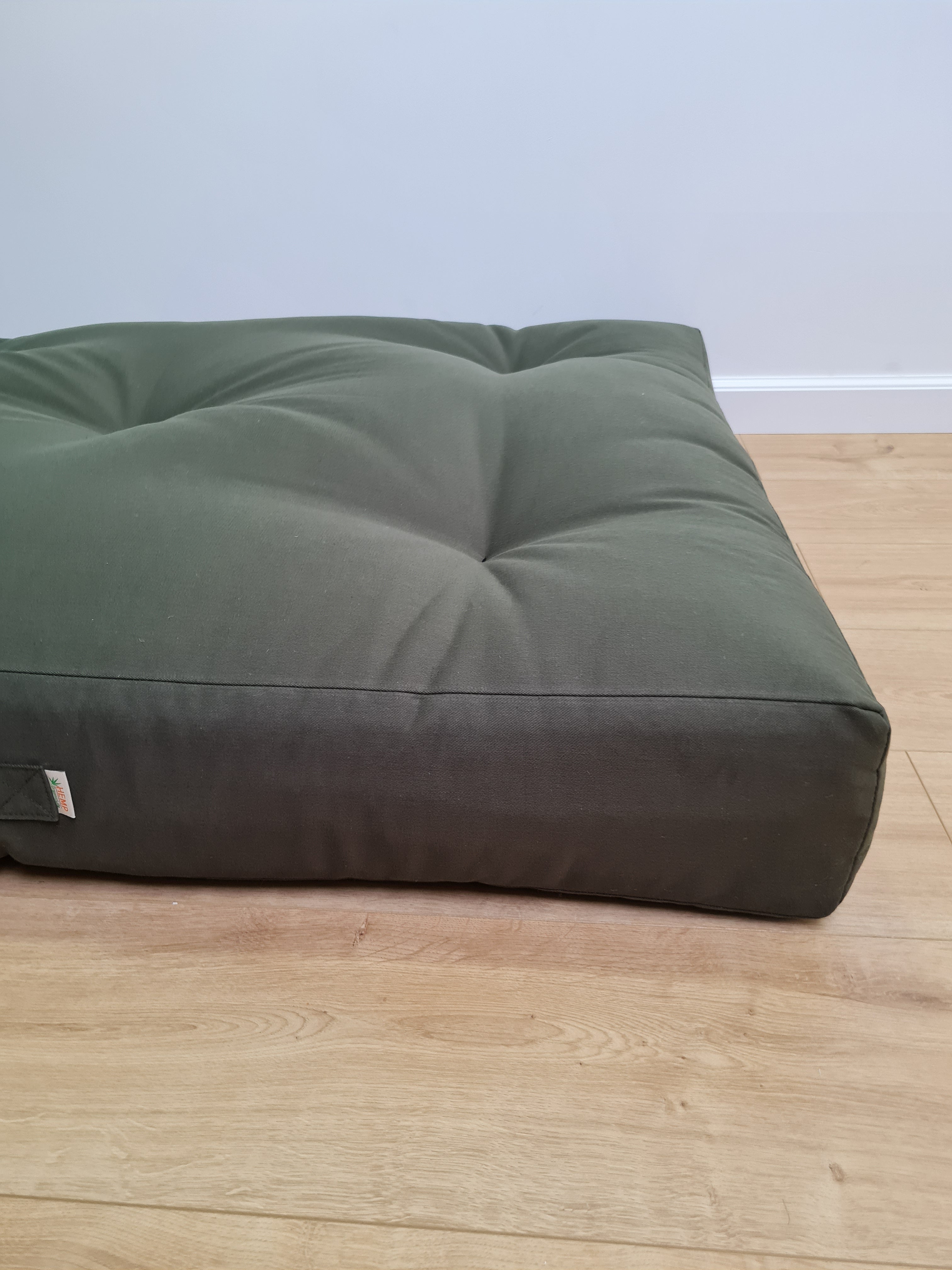 48"x80" (122x200cm) HEMP shikibuton 6” thick mat in natural dark green Cotton fabric