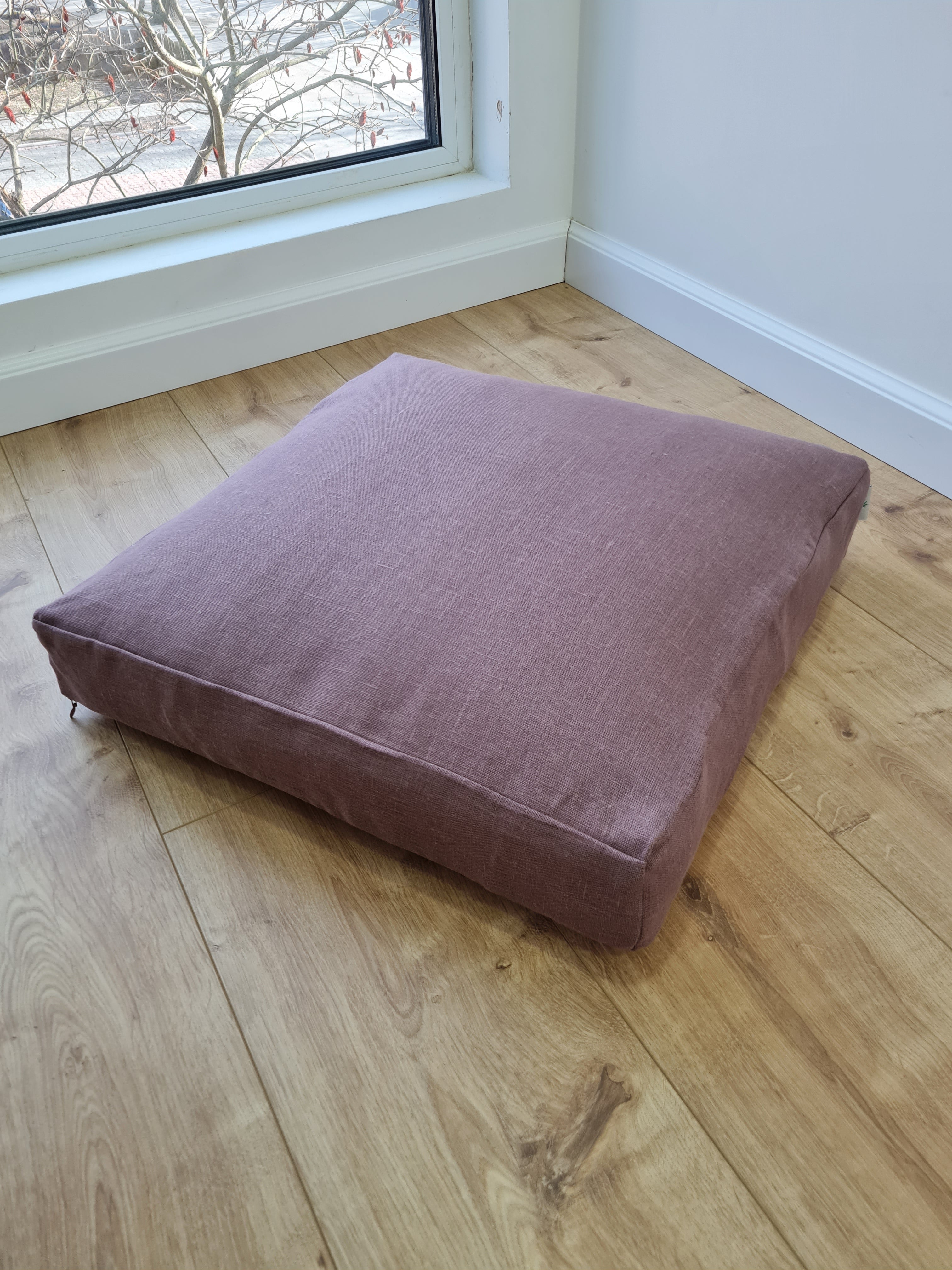 Hemp cushion with removable cover Hemp fiber filling in cotton fabric with linen cover Floor cushion custom made size