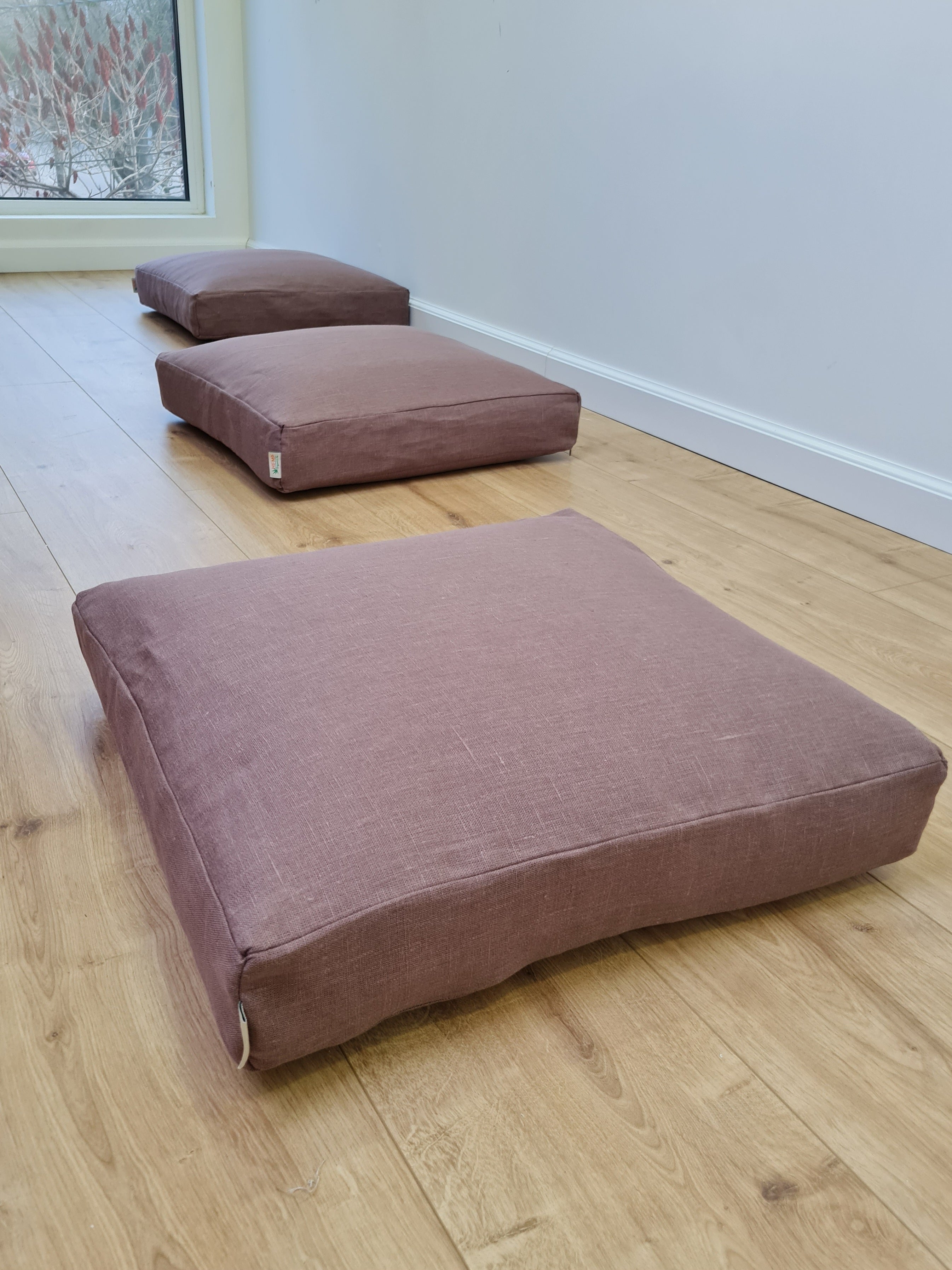 Hemp cushion with removable cover Hemp fiber filling in cotton fabric with linen cover Floor cushion custom made size
