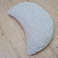 linen meditation Cresсent cushion filled with buckwheat hulls