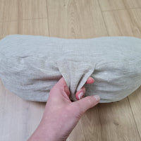 linen meditation Cresсent cushion filled with buckwheat hulls