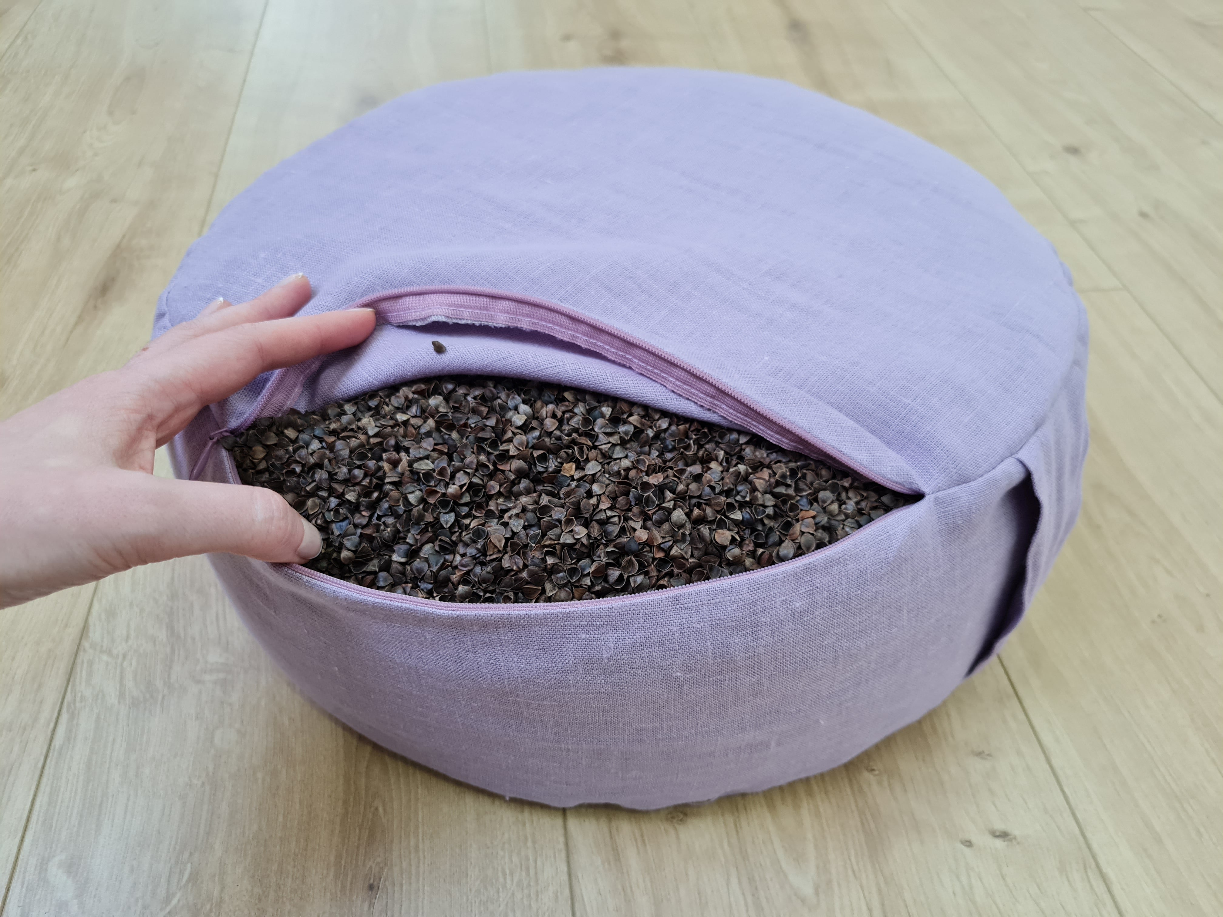 Linen Meditation floor cushion with Buckwheat hulls / Zafu pillow seat/Meditation Yoga