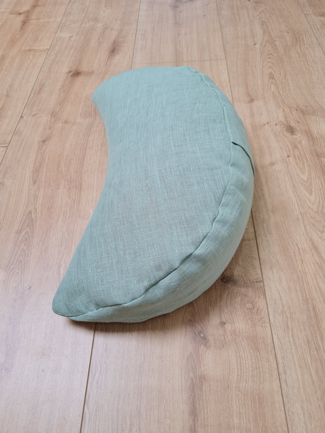 Linen Meditation Cresсent Cushion filled Buckwheat Hulls Yoga Crescent pillow