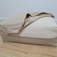 Unique HEMP Floor Cushion Marogan filled organic Hemp Fiber with removable Cover with zipper in natural linen fabric couch settee ottoman