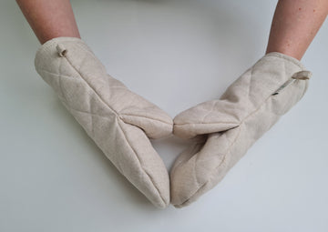 Natural Hemp Linen Oven Mitt and Pot Holder Set Filled unique Hemp fiber filling Pot holders Gloves Housewarming gift