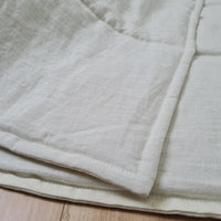 Natural Hemp Linen Blanket quilt in stripe - milky soft Linen fabric filled organic Hemp fiber - Full Twin Queen King Custom Size