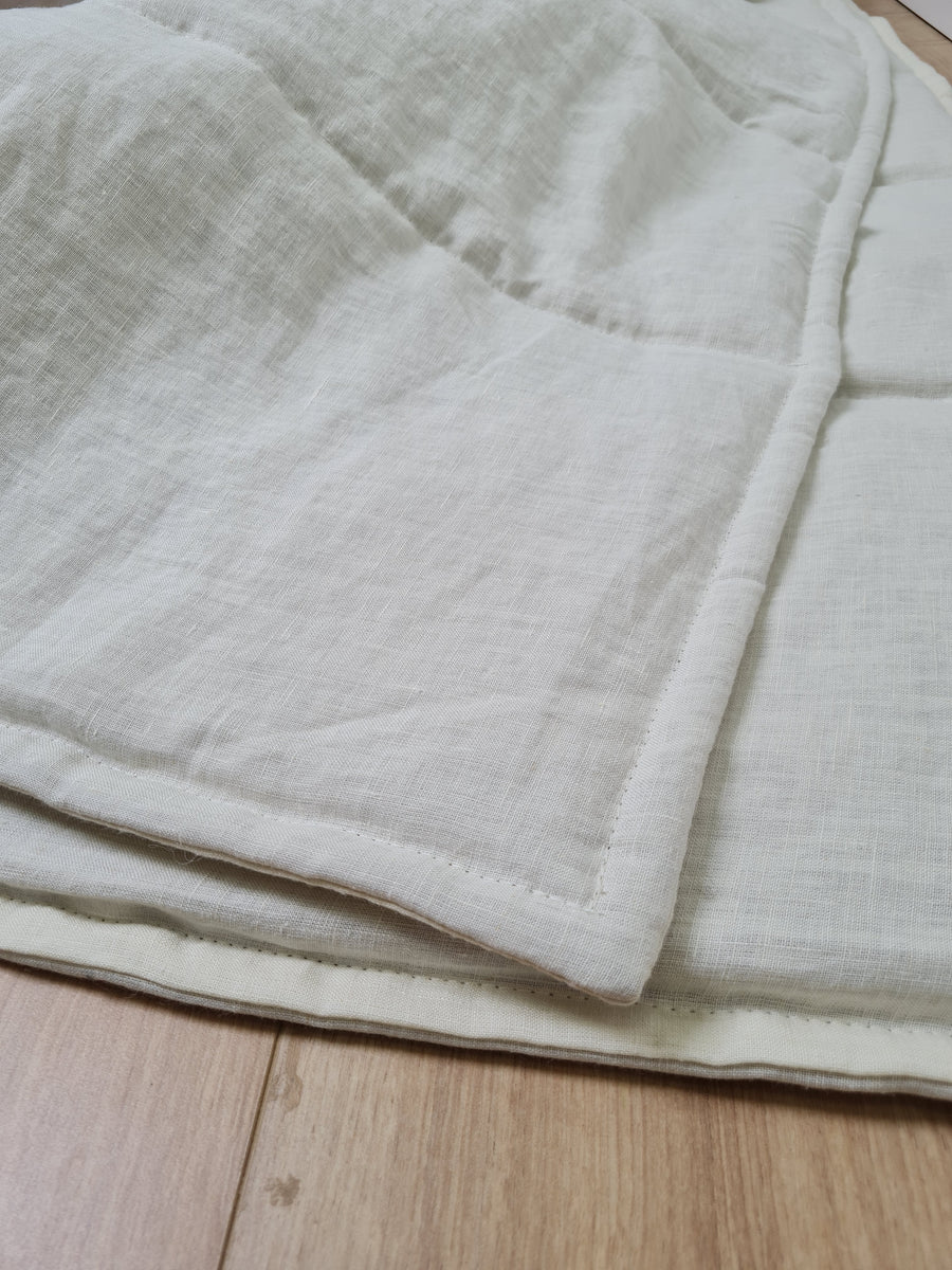 Natural Hemp Linen Blanket quilt in stripe - milky soft Linen fabric filled organic Hemp fiber - Full Twin Queen King Custom Size