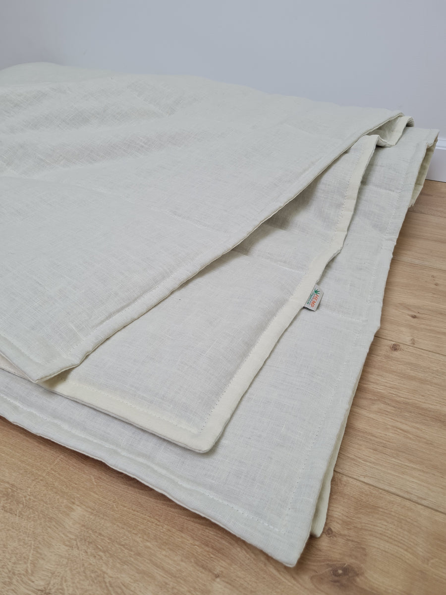 Natural Hemp Linen Blanket quilt in stripe - milky soft Linen fabric filled organic Hemp fiber - Full Twin Queen King Custom Size