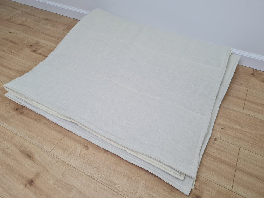 Natural Hemp Linen Blanket quilt in stripe - milky soft Linen fabric filled organic Hemp fiber - Full Twin Queen King Custom Size