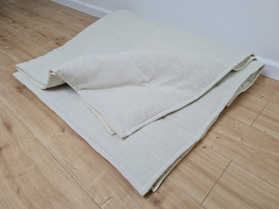 Natural Hemp Linen Blanket quilt in stripe - milky soft Linen fabric filled organic Hemp fiber - Full Twin Queen King Custom Size