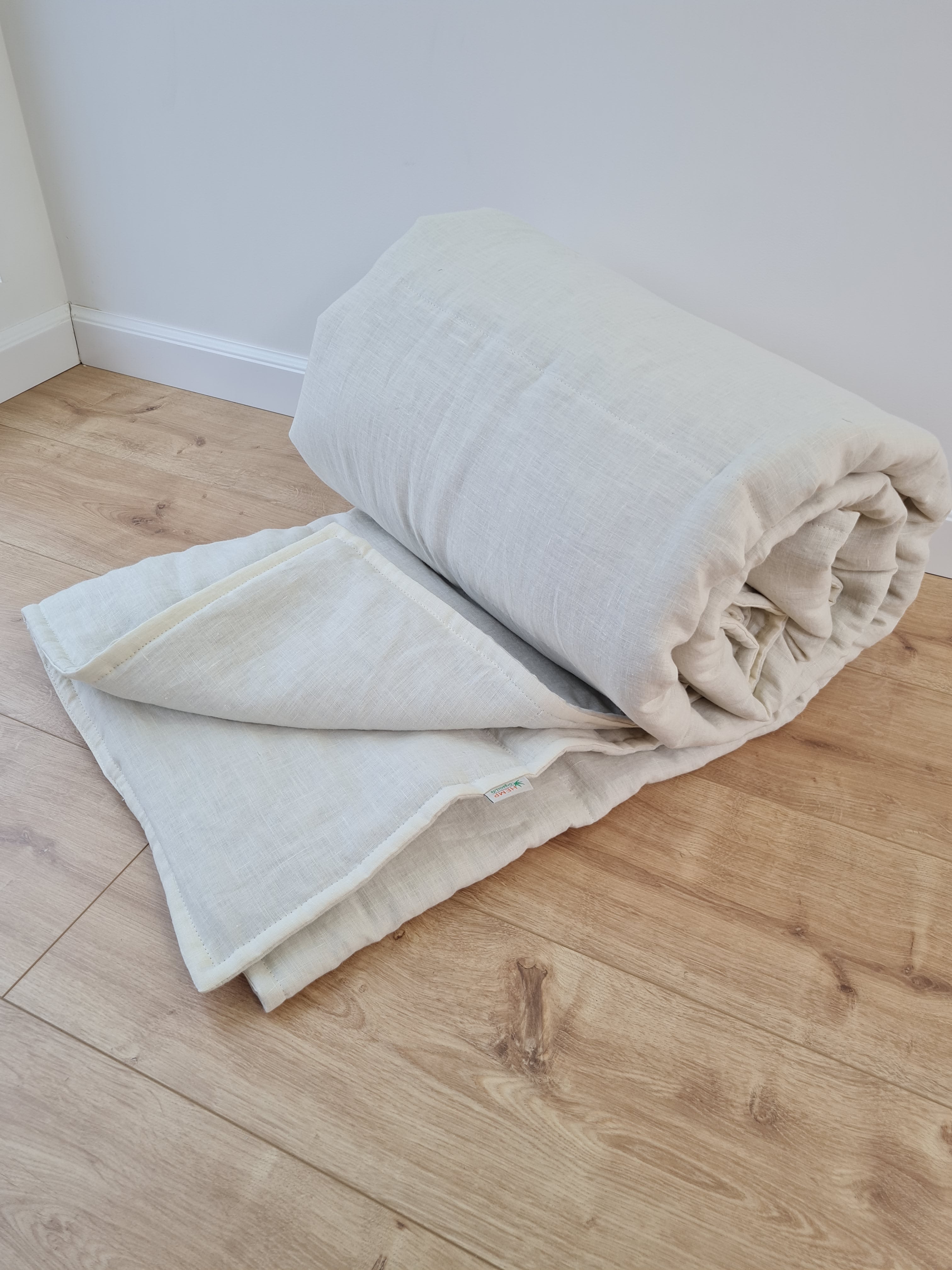 Natural Hemp Linen Blanket quilt - milky soft Linen fabric filled organic Hemp fiber - Full Twin Queen King Custom Size