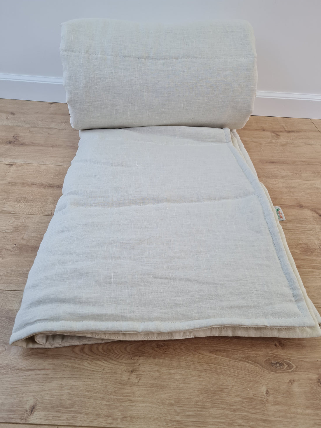 Natural Hemp Linen Blanket quilt in stripe - milky soft Linen fabric filled organic Hemp fiber - Full Twin Queen King Custom Size