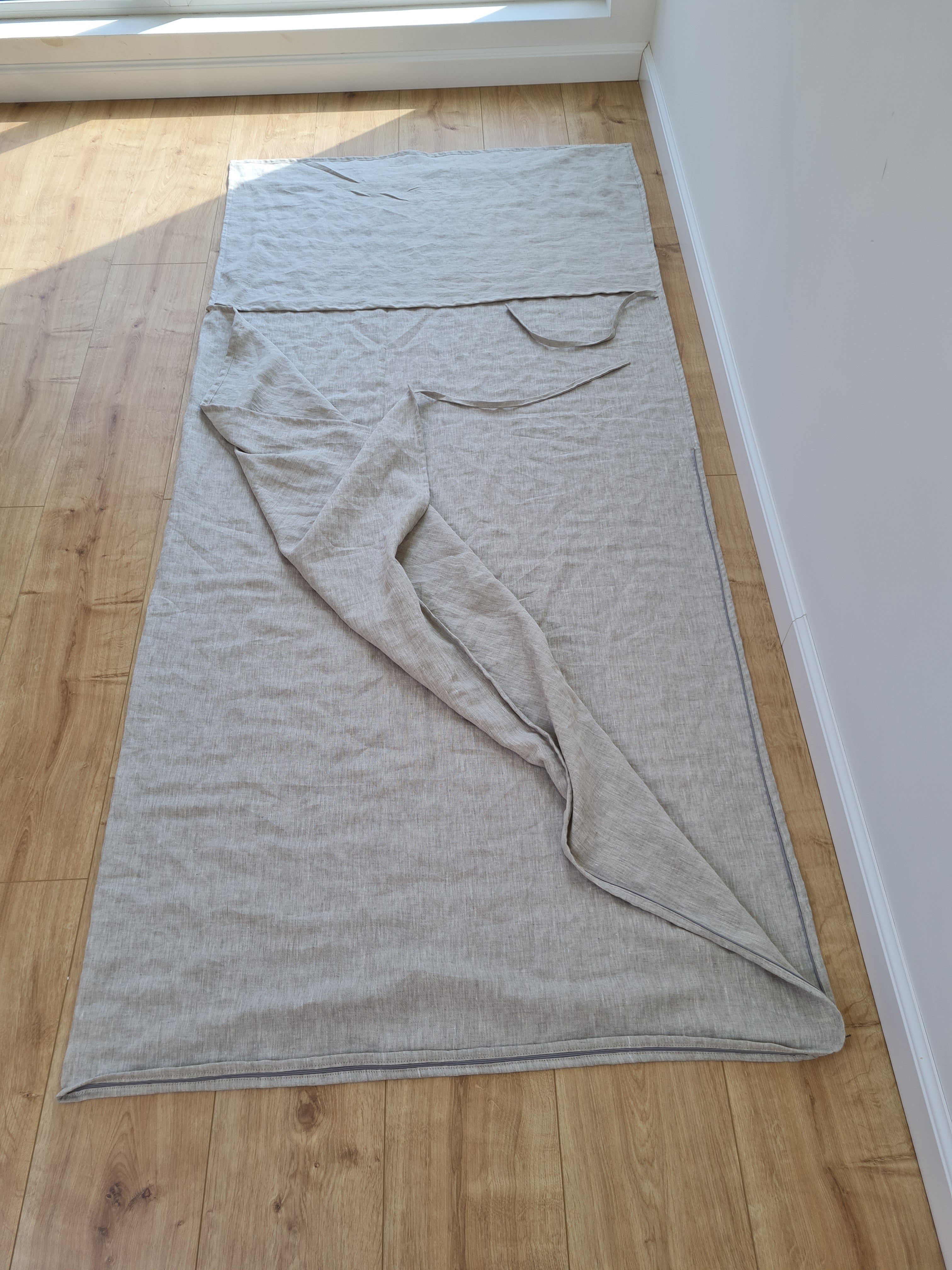 Linen Single Sleeping Bag Liner with Zipper for Camping Hiking Hostel Travel non-dyed linen fabric custom made