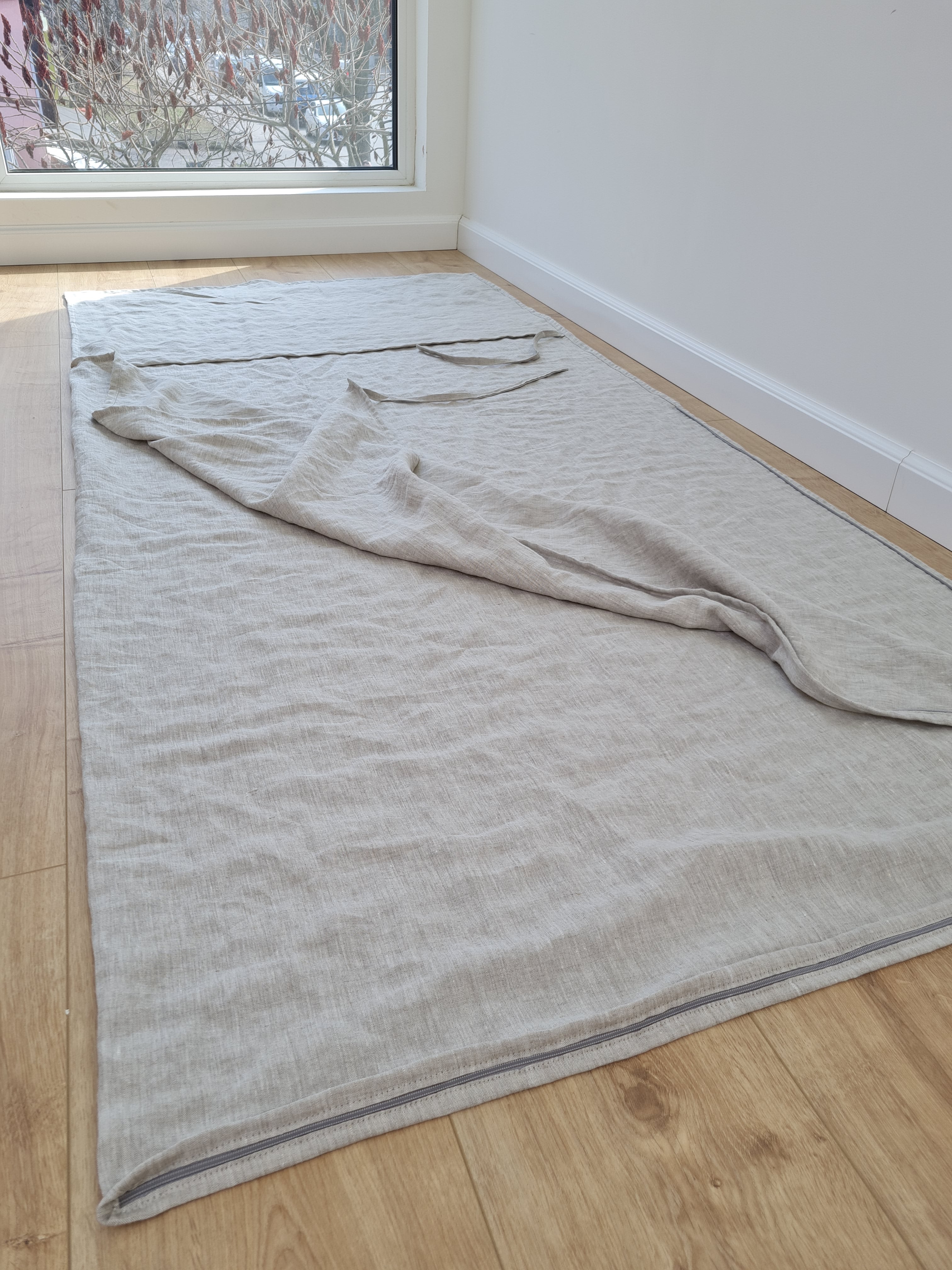 Linen Single Sleeping Bag Liner with Zipper for Camping Hiking Hostel Travel non-dyed linen fabric custom made
