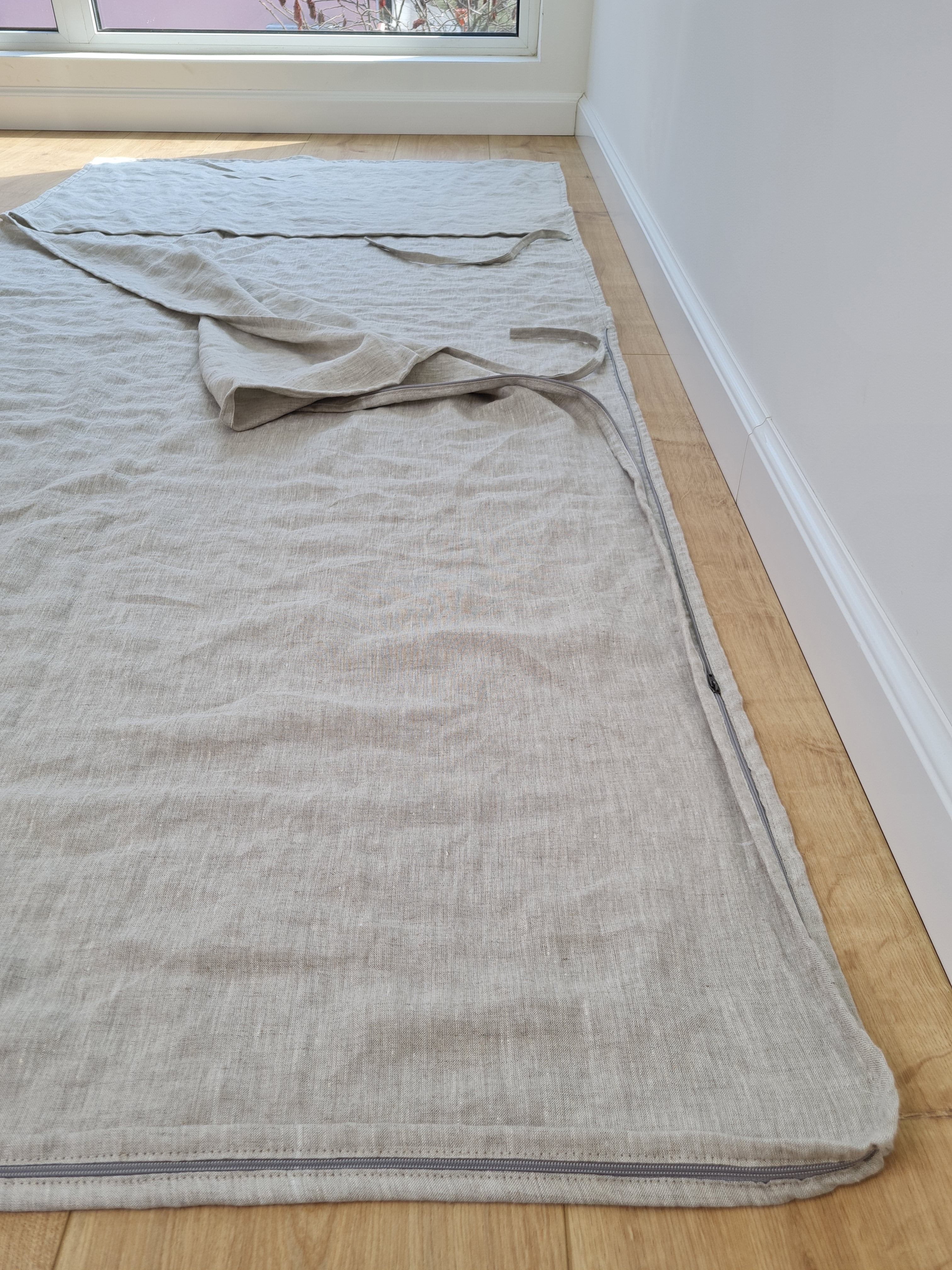 Linen Single Sleeping Bag Liner with Zipper for Camping Hiking Hostel Travel non-dyed linen fabric custom made