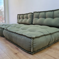 Unique Set of Hemp floor cushions: two 35"x28"x7.8"(90x72x20 cm), plus two back cushions of 28"x12.5"x7.8"(72x32x20) organic hemp filling