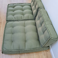 Unique Set of Hemp floor cushions: two 35"x28"x7.8"(90x72x20 cm), plus two back cushions of 28"x12.5"x7.8"(72x32x20) organic hemp filling