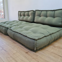 Unique Set of Hemp floor cushions: two 35"x28"x7.8"(90x72x20 cm), plus two back cushions of 28"x12.5"x7.8"(72x32x20) organic hemp filling