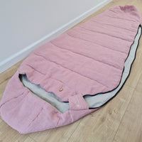 HEMP natural Sleeping bag with hood organic hemp fiber filling inside in linen non-dyed + pink fabric hand made