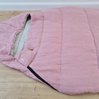 HEMP natural Sleeping bag with hood organic hemp fiber filling inside in linen non-dyed + pink fabric hand made