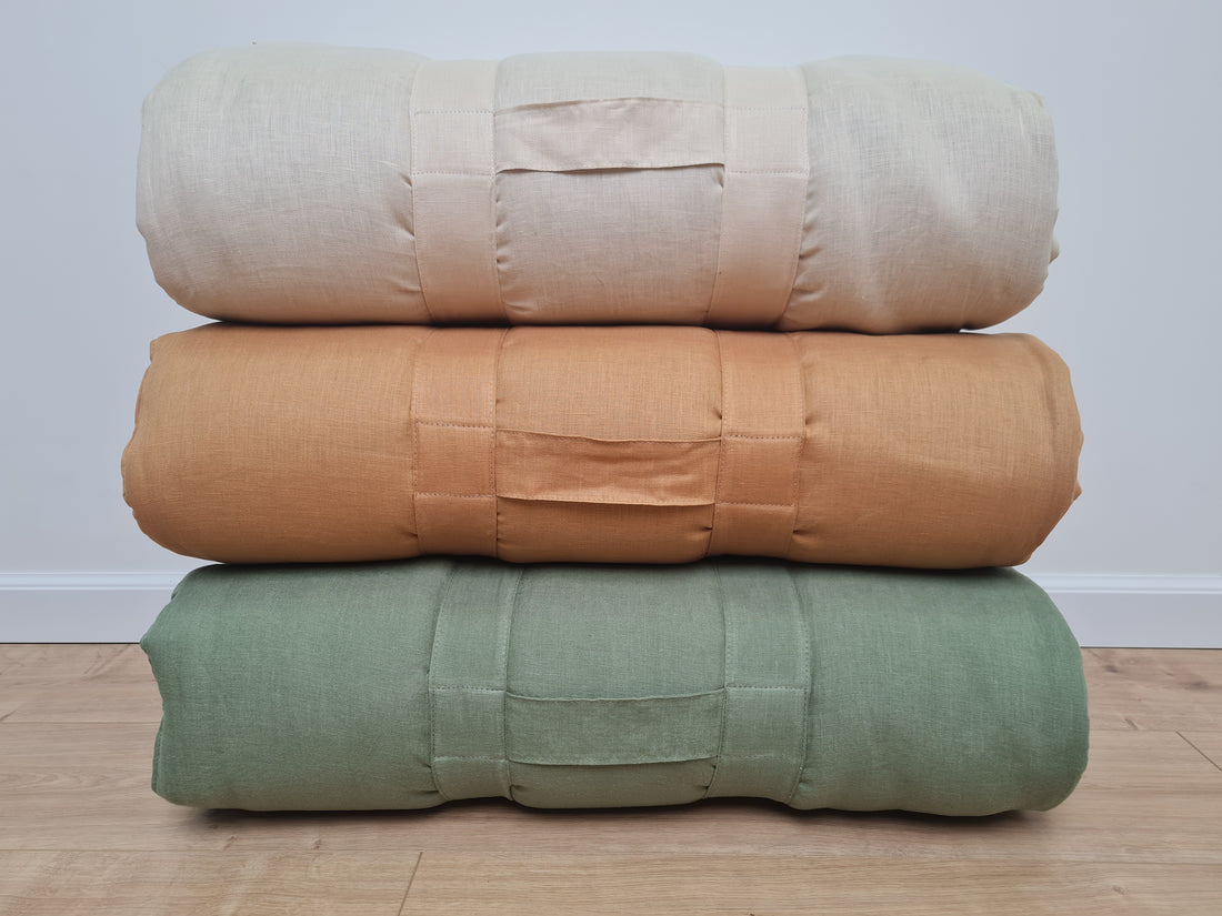 Kinder Garden Hemp Linen Sleep Bag with Pillow School Nap Mat Kids Organic Hemp Fiber Filling in Linen Fabric blanket quilt, hand made